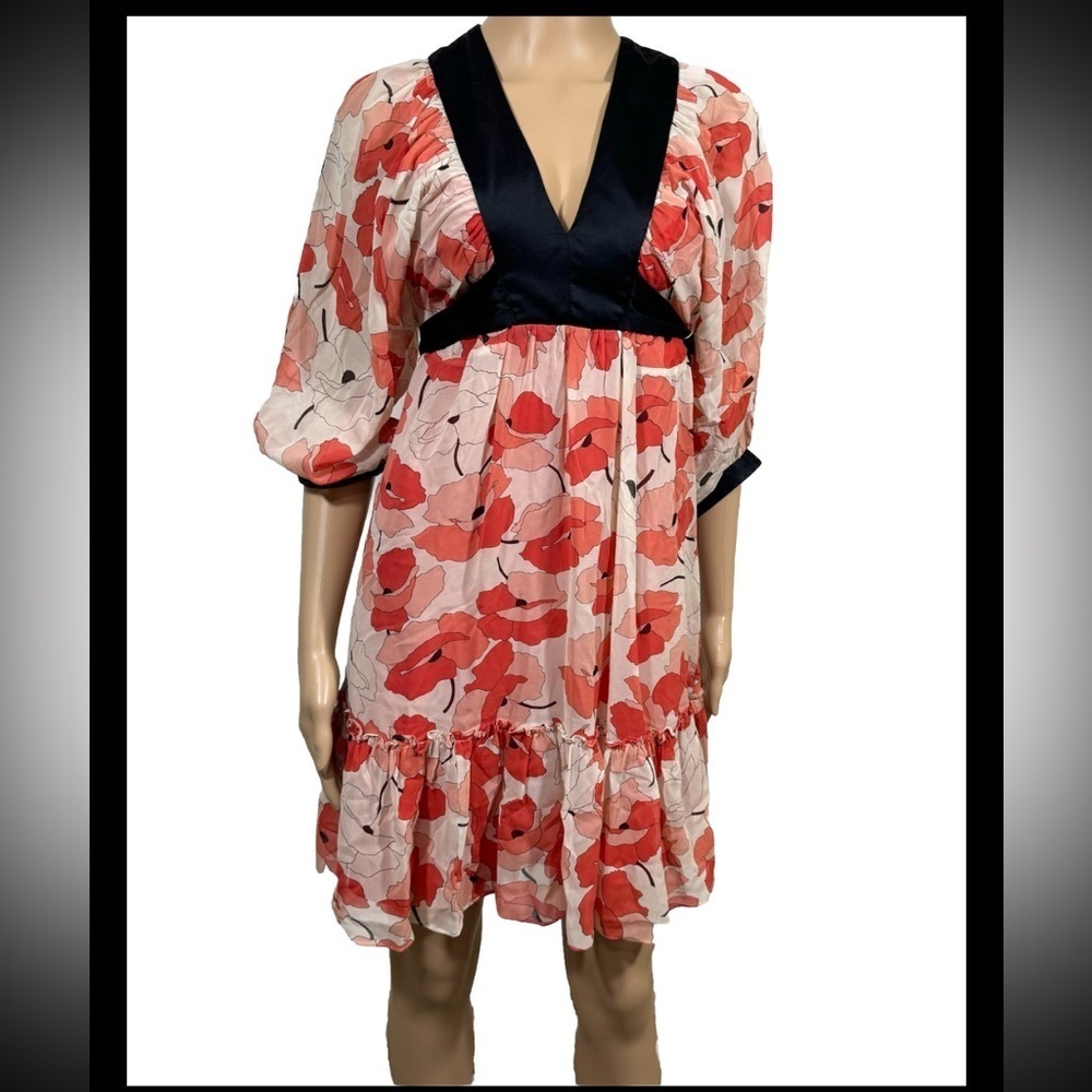 Anthropologie Moulinette Soeurs Silk Floral Babydoll Dress sz 0 Y2K Preppy Fairy